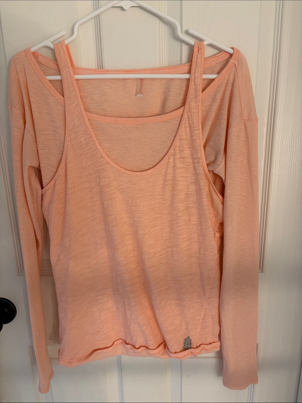 FP Movement Peach Layered Tank with Long-Sleeve Overlay